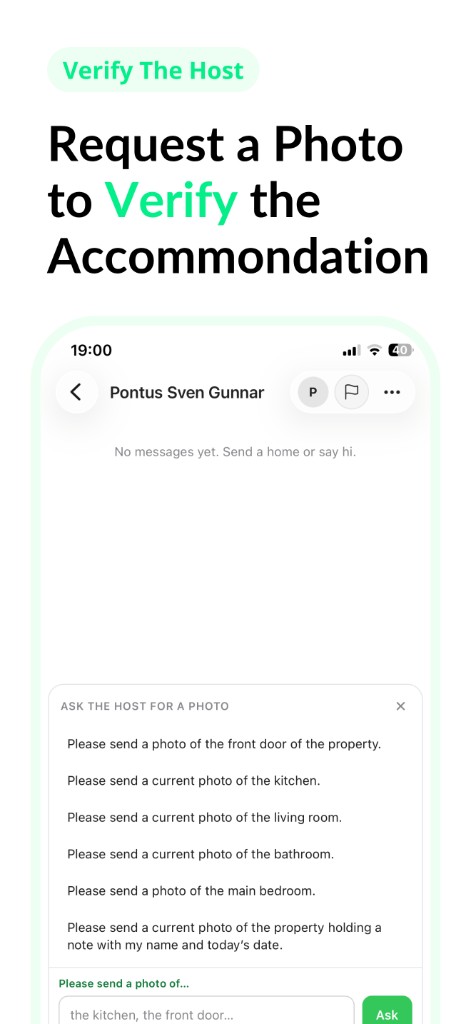 Ask the host for a verification photo in Messages